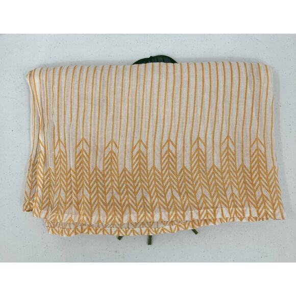 Bohemian Boho Mustard Yellow Cream Lightweight Semi Sheer Rectangle Scarf Wrap - Picture 2 of 5